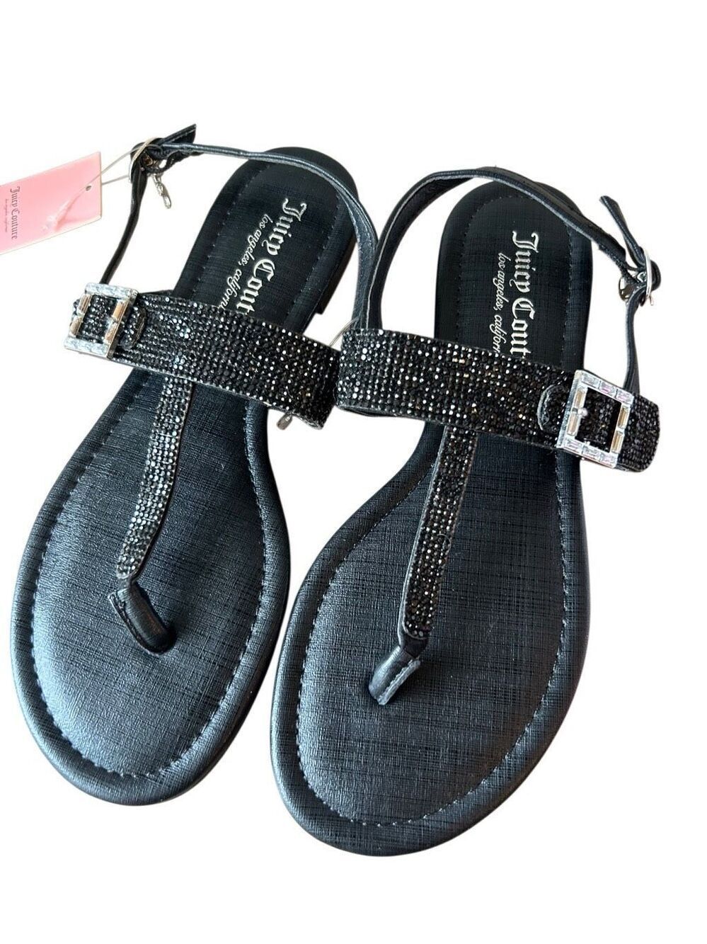 NWT Juicy Couture Bling Sandals sz 6.5 shiny minimalist summer vacation